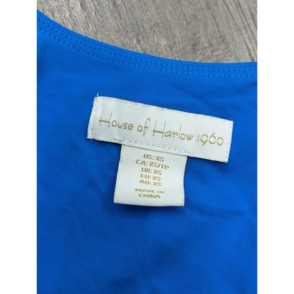 House Of Harlow 1960 Women XS Bodysuit Royal Blue Minimalist Y2K Sleek Stretch - Picture 4 of 7
